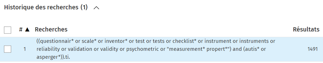 Exemple d'une requête pour chercher des documents portant sur des tests dans Medline sur Ovid